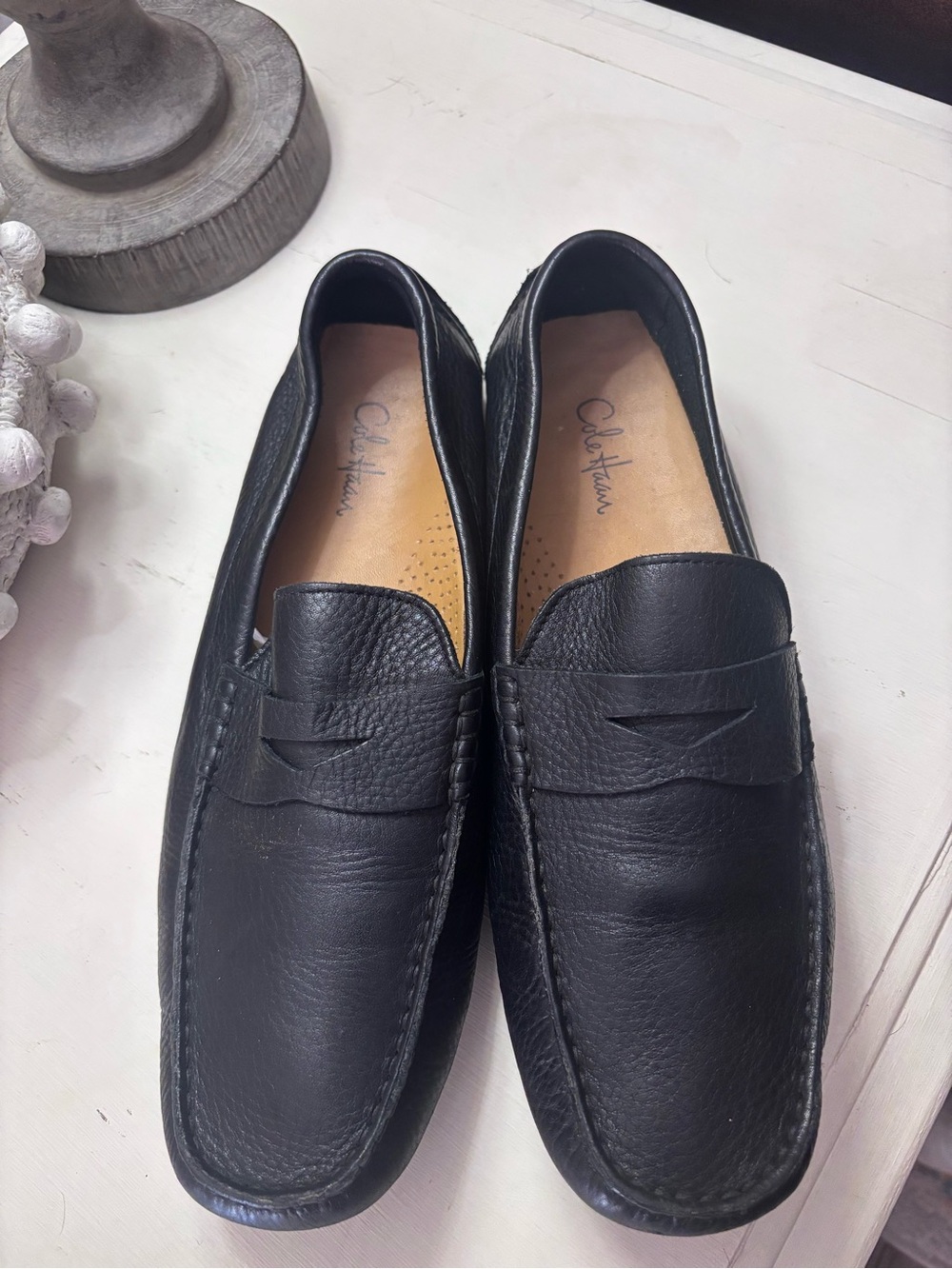 Cole Haan Black Leather Penny Loafers – Men’s Slip-On Dress Shoes